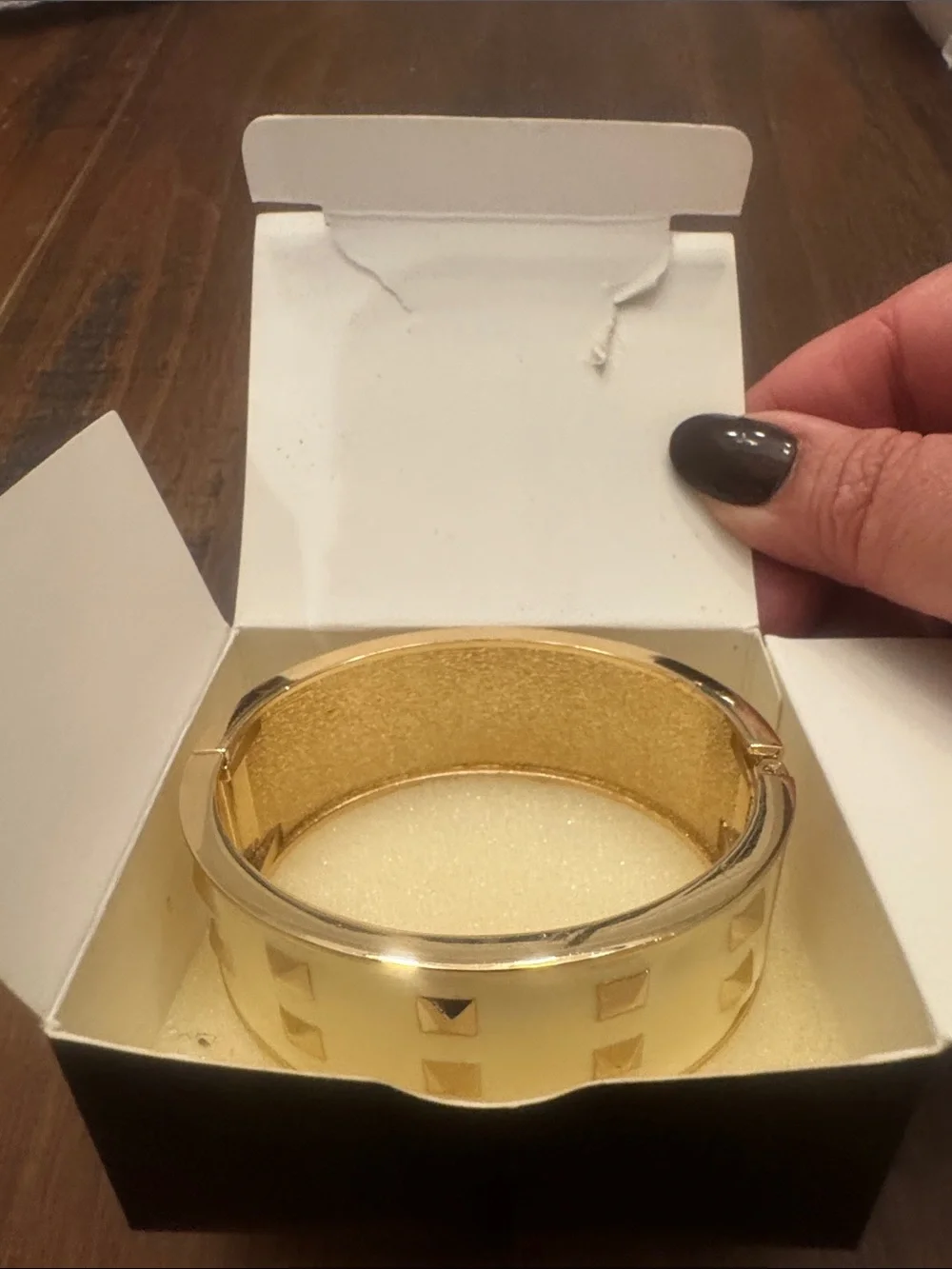 Brand New Mark. Gold-Tone Cream Studded Bangle Bracelet